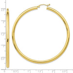 画像をギャラリービューアに読み込む, 10K Yellow Gold Round Classic Hoop Earrings 60mm x 3mm
