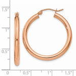 Load image into Gallery viewer, 14K Rose Gold Round Lightweight Classic Hoop Earrings 30mm x 3mm
