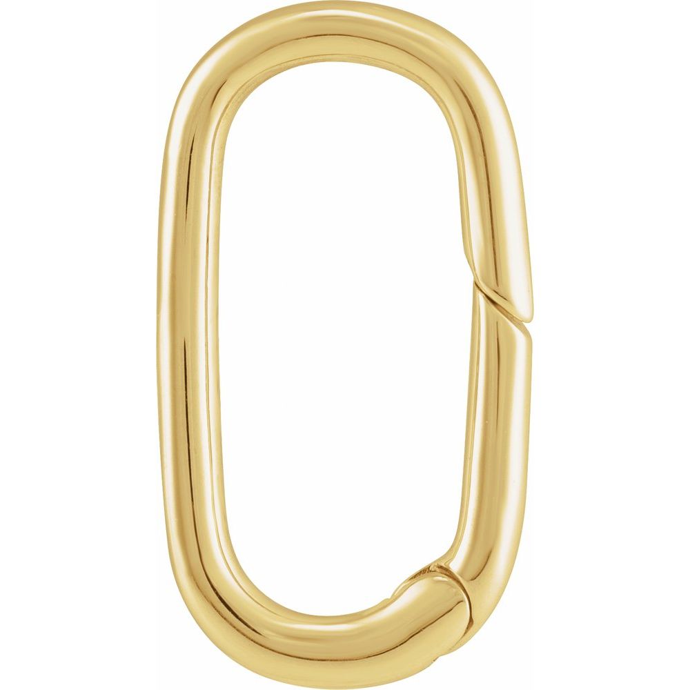 14K Yellow Gold Oval Push Lock Connector front view 24.5 mm × 12.75 mm

