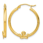 Load image into Gallery viewer, 10K Yellow Gold Angel Round Hoop Earrings 20mm x 3mm
