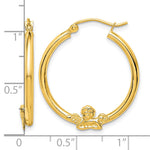 Load image into Gallery viewer, 10K Yellow Gold Angel Round Hoop Earrings 20mm x 3mm
