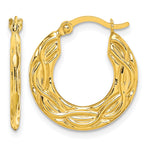 Load image into Gallery viewer, 10K Yellow Gold Patterned Hollow Hoop Earrings 18mm x 17mm x 2mm
