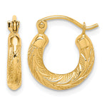 Afbeelding in Gallery-weergave laden, 10K Yellow Gold Fancy Small Round Hoop Earrings 8mm x 3mm
