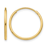 Lade das Bild in den Galerie-Viewer, 10K Yellow Gold Endless Round Hoop Earrings 16mm x 1.25mm
