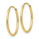 Lade das Bild in den Galerie-Viewer, 10K Yellow Gold Endless Round Hoop Earrings 16mm x 1.25mm
