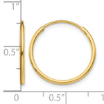 Lade das Bild in den Galerie-Viewer, 10K Yellow Gold Endless Round Hoop Earrings 16mm x 1.25mm
