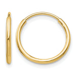Carica l'immagine nel visualizzatore di Gallery, 10K Yellow Gold Endless Round Hoop Earrings 14mm x 1.25mm
