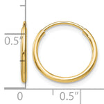 Carica l'immagine nel visualizzatore di Gallery, 10K Yellow Gold Endless Round Hoop Earrings 14mm x 1.25mm
