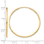 Załaduj obraz do przeglądarki galerii, 10K Yellow Gold Endless Round Hoop Earrings 35mm x 1.25mm
