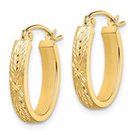 將圖片載入圖庫檢視器 10K Yellow Gold Brushed Diamond Cut Oval Hoop Earrings 19mm x 13mm x 1.4mm
