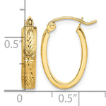 將圖片載入圖庫檢視器 10K Yellow Gold Brushed Diamond Cut Oval Hoop Earrings 19mm x 13mm x 1.4mm

