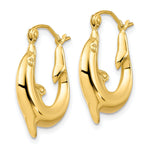 Załaduj obraz do przeglądarki galerii, 10K Yellow Gold Dolphin Hoop Earrings 21.97mm x 17mm x 3.75mm
