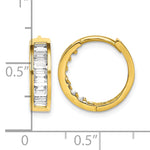 Load image into Gallery viewer, 10K Yellow Gold Baguette CZ Hinged Round Hoop Earrings 15mm x 4mm
