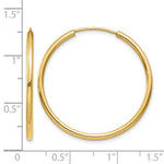 画像をギャラリービューアに読み込む, 10K Yellow Gold Endless Round Hoop Earrings 30mm x 1.25mm

