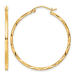 이미지를 갤러리 뷰어에 로드 , 10K Yellow Gold Diamond Cut Round Hoop Earrings 35mm x 1.5mm
