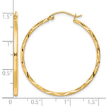 이미지를 갤러리 뷰어에 로드 , 10K Yellow Gold Diamond Cut Round Hoop Earrings 35mm x 1.5mm
