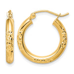 Загрузить изображение в средство просмотра галереи, 10K Yellow Gold Diamond Cut Round Hoop Earrings 20mm x 3mm
