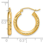 Загрузить изображение в средство просмотра галереи, 10K Yellow Gold Diamond Cut Round Hoop Earrings 20mm x 3mm
