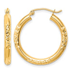 이미지를 갤러리 뷰어에 로드 , 10K Yellow Gold Diamond Cut Round Hoop Earrings 25mm x 3mm

