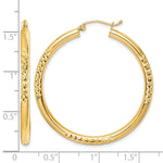 Załaduj obraz do przeglądarki galerii, 10K Yellow Gold Diamond Cut Round Hoop Earrings 40mm x 3mm
