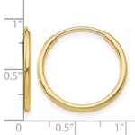 Lade das Bild in den Galerie-Viewer, 10K Yellow Gold Endless Round Hoop Earrings 20mm x 1.25mm
