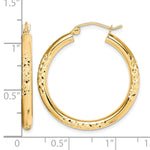 이미지를 갤러리 뷰어에 로드 , 10K Yellow Gold Diamond Cut Round Hoop Earrings 30mm x 3mm

