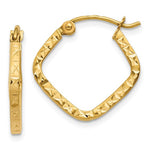 Indlæs billede til gallerivisning 10K Yellow Gold Diamond Cut Squared Hoop Earrings 17mm x 1.75mm
