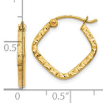 Indlæs billede til gallerivisning 10K Yellow Gold Diamond Cut Squared Hoop Earrings 17mm x 1.75mm

