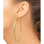 Indlæs billede til gallerivisning 14K Yellow Gold Round Diamond Cut Classic Extra Large Diameter Hoop Earrings 80mm x 4mm
