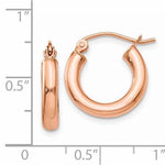Load image into Gallery viewer, 14K Rose Gold Round Lightweight Classic Hoop Earrings 16mm x 3mm
