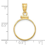 Load image into Gallery viewer, 14K Yellow Gold Coin Holder for 16.5mm Coins or 1/10 oz American Eagle 1/10 oz Krugerrand Coin Holder Screw Top Bezel Pendant Charm
