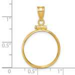 Load image into Gallery viewer, 14K Yellow Gold Screw Top Coin Bezel Holder for 19mm Coins or 5 Pesos Mexican Pendant Charm
