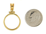 Ladda upp bild till gallerivisning, 14K Yellow Gold Coin Holder for 16.5mm Coins or 1/10 oz American Eagle 1/10 oz Krugerrand Coin Holder Screw Top Bezel Pendant Charm
