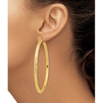 Load image into Gallery viewer, 14K Yellow Gold Round Large Sparkle Diamond Cut Classic Hoop Earrings 70mm x 4mm
