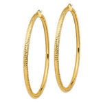 Indlæs billede til gallerivisning 14K Yellow Gold Round Diamond Cut Classic Extra Large Diameter Hoop Earrings 80mm x 4mm
