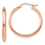 Afbeelding in Gallery-weergave laden, 14K Rose Gold Round Classic Hoop Earrings 25mm x 2.75mm
