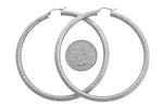 Load image into Gallery viewer, 14K White Gold Round Large Sparkle Diamond Cut Classic Hoop Earrings 70mm x 4mm
