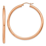 Load image into Gallery viewer, 14K Rose Gold Round Lightweight Classic Hoop Earrings 45mm x 3mm
