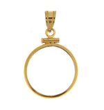 Afbeelding in Gallery-weergave laden, 14K Yellow Gold Screw Top Coin Bezel Holder for 18mm Coins or U.S. Dime or 1/10 oz Panda or 1/10 oz Cat Pendant Charm
