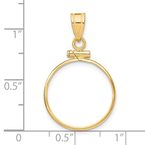 14K Yellow Gold Screw Top Coin Bezel Holder for 18mm Coins or U.S. Dime or 1/10 oz Panda or 1/10 oz Cat Pendant Charm