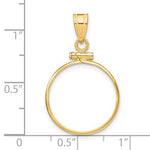 Afbeelding in Gallery-weergave laden, 14K Yellow Gold Screw Top Coin Bezel Holder for 18mm Coins or U.S. Dime or 1/10 oz Panda or 1/10 oz Cat Pendant Charm
