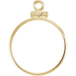 Załaduj obraz do przeglądarki galerii, 14K Yellow Gold Coin Bezel Holder for 19mm Coins or United States US 1 One Cent Screw Top Frame Mounting
