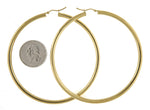Load image into Gallery viewer, 14K Yellow Gold Round 3.15 inch Diameter Extra Large Giant Gigantic Classic Hoop Earrings 80mm x 4mm
