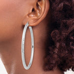 Load image into Gallery viewer, 14K White Gold Round Large Sparkle Diamond Cut Classic Hoop Earrings 70mm x 4mm
