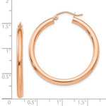 Afbeelding in Gallery-weergave laden, 14K Rose Gold Round Lightweight Classic Hoop Earrings 35mm x 3mm

