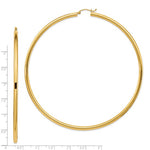 Load image into Gallery viewer, 14K Yellow Gold Round 3.5 inch Diameter Extra Large Giant Gigantic Classic Hoop Earrings 90mm x 3mm
