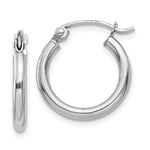 画像をギャラリービューアに読み込む, 14K White Gold Round Classic Hoop Earrings 15mm x 2mm

