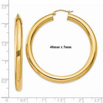 Carica l'immagine nel visualizzatore di Gallery, 14K Yellow Gold Round Classic Hoop Earrings 50mm x 5mm
