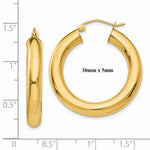 Load image into Gallery viewer, 14K Yellow Gold Round Classic Hoop Earrings 30mm x 5mm
