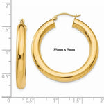 Load image into Gallery viewer, 14K Yellow Gold Round Classic Hoop Earrings 35mm x 5mm
